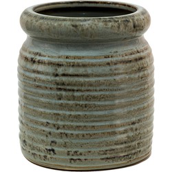 Clayre & Eef Bloempot  Ø 16x16 cm Grijs Bruin Keramiek Rond Bloempot binnen