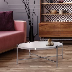 WOMO-DESIGN salontafel zilver, Ø 75x35 cm, metaal en glas