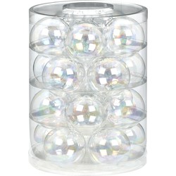 Tubes met 20x transparant parelmoer kerstballen van glas 6 cm glans en mat - Kerstbal