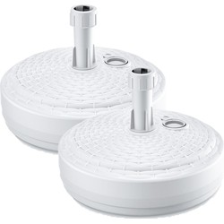 Prosperplast Parasolvoet rond - 2x - rotan - wit - 10L - 39 cm - kunststof - Parasolvoeten