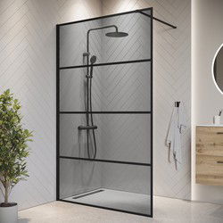 Badplaats Douchewand Essos 120 x 200 cm - Zwart – Inloopdouche 8 mm Getint Veiligheidsglas