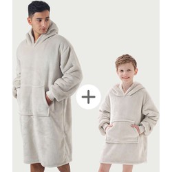 Geen merk HOODIE VOORDEELSET   Hoodie Sherry 70x110 cm + Hoodie Junior 50x70 cm - Pumice Stone - beige - Dutch Decor Limited Collection