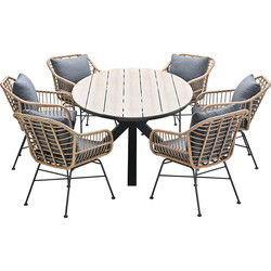Garden Impressions Lucas tuinset 7-delig bruin - Tulli tuintafel 220x115 cm