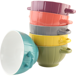 OTIX Soepkommen - Aardewerk - 680 ml - Soeptassen - Kleuren - Grijs - Roze - Geel - Paars - Blauw - Groen - PALETTE