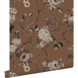 ESTAhome behang vintage bloemen terracotta bruin - 50 x 900 cm - 139408