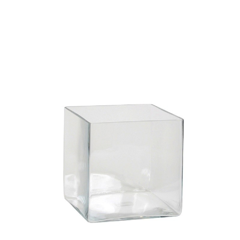 Mica Decorations Vaas - vierkant - transparant - glas - 20 cm - Vazen - 