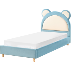 MAILLES - Eenpersoonsbed - Blauw - 90 x 200 cm - Fluweel