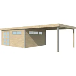 Woodlands blokhut Kasuko, met overkapping en dakisolatie, 885 x 385 cm