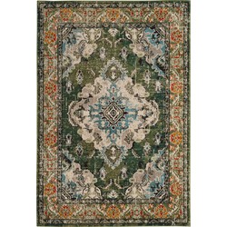 Safavieh Boho Chic Geweven Tapijt voor Binnen, Monaco Collectie, MNC243, in Bosgroen & Lichtblauw, 155 X 231 cm