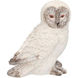 Dierenbeeldje Sneeuwuil Snowy - wit - vogel - 12x13cm - polyresin - Beeldjes