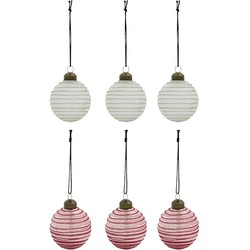 House Doctor Kerstballen Lolli wit & rood - 6 stuks