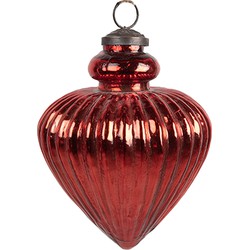 Clayre & Eef Kerstbal Ø 10x13 cm Rood Glas Kerstboomversiering