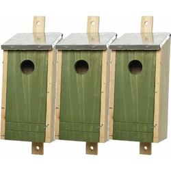 Set van 3 donkergroene vogelhuisje voor kleine vogels 26 cm - Vogelhuisjes