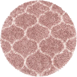 Azure Hoogpolig Roze vloerkleed - Rond - 80 X 80 CM