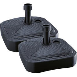 Prosperplast Parasolvoet - 2x - vierkant - rotan - antraciet - 12 l - Parasolvoeten