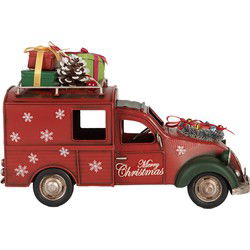 Clayre & Eef Kerstdecoratie Beeld Auto Rood Metaal