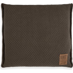 Knit Factory Jesse Sierkussen - Dark Taupe - 50x50 cm - Inclusief kussenvulling
