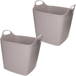 2x stuks bathroom Solutions Kuip - flexibel - emmer - grijs - 25 liter - Wasmanden