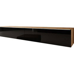 Meubella - TV-Meubel Dixon - Zwart - Eiken - 180 cm