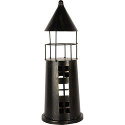 Clayre & Eef Decoratie Vuurtoren Ø 16x45 cm Zwart Metaal