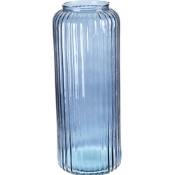 Excellent Houseware glazen vaas / bloemen vazen - blauw - 15 x 37 cm - Vazen