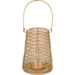 Clayre & Eef Windlicht  Ø 15x21 cm Goudkleurig Ijzer Kaarsenhouder