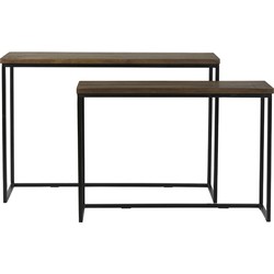 Light&living Side table S/2 100x30x70+120x40x82 cm BRYSON hout bruin-zwrt