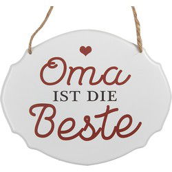 Clayre & Eef Tekstbord 18x15 cm Wit Metaal OMA