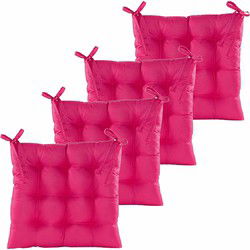 Anna's collection Stoelkussen gewatteerd - 6x - fuchsia roze - 38 x 38 cm - tuinstoelkussens