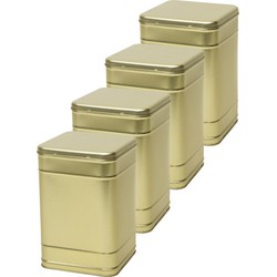 4x Gouden hoge/vierkante bewaarblikken/opbergblikken 25 cm - Voorraadblikken