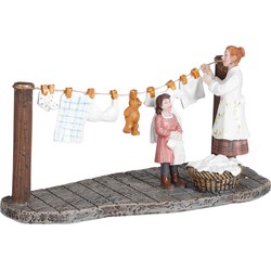 LuVille Kerstdorp Miniatuur Paula helpt mama - L13 x B6 x H7 cm