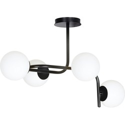 scandinavische plafondlamp Caputo Zwart 4-lichts