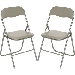 5Five Klapstoel met pvc zitting - 2x - beige - 44 x 48 x 79 cm - metaal - Klapstoelen