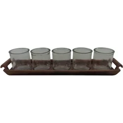 5 Glass Candle Holder with Tray - Lisa - Vintage Copper
