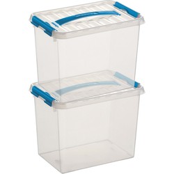 2x Kunststof stapelbare opbergbak 9 liter 30 x 20 x 22 cm - Opbergbox