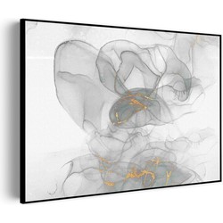 Muurwerken Akoestisch Schilderij - Abstract Marmer Look Grijs met Goud 07 - Geluidsdempend Wandpaneel - Wanddecoratie - Geluidsisolatie - PRO (AW 0.90) XXL (150x107)