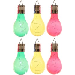 6x Buitenlampen/tuinlampen lampbolletjes/peertjes 14 cm groen/geel/rood - Buitenverlichting