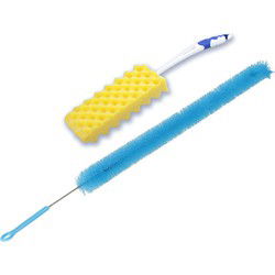 Radiatorborstel set - 2-delig - flexibel - 72 cm - schuimspons - 46 cm - plumeaus
