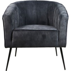 HSM Collection-Fauteuil Chester-72x71x80-Antraciet/Zwart-Stof/Metaal