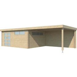 Woodlands blokhut modern met overkapping en dakisolatie, 905 x 385 cm