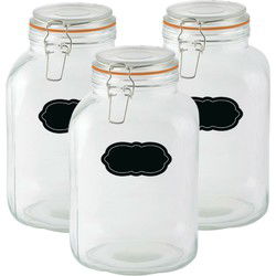 Weckpot/inmaakpot - 3x - 3L - glas - met beugelsluiting - incl. etiketten - Weckpotten