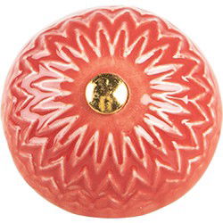 Clayre & Eef Deurknop Ø 4x3 cm Rood Beige Keramiek