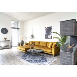 Salontafel Metaal Zwart Ø70cm - Glazen Blad - Tafel Venezia