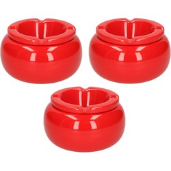 3x stuks Ronde asbakken rood 11 cm - Asbakken