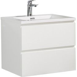 Badplaats Badkamermeubel Set Angela 60cm - Wit Hoogglans - Badmeubel met Wastafel