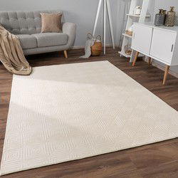 Laagpolig Vloerkleed Lely - Blokcs - Creme - 120x160 cm