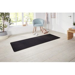 Loper Laagpolig Effen Uni Vloerkleed - Nasty - Zwart - 80x150 cm