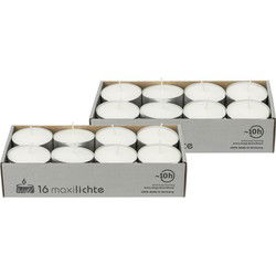 Enlightening Candles Waxinelichtjes - maxi - 32x - wit - 10 branduren - Waxinelichtjes