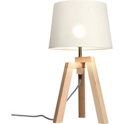 Mexlite - tafellamp - Sabi - hout - hout linnen - Ø 30cm - E27 - 7662BE
