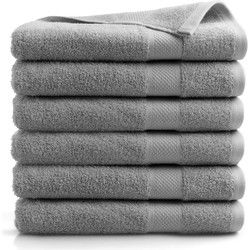 DoubleDry Handdoeken Set 70 x 140 cm - 6 stuks - 100% zacht katoen 500 g/m2 - 6x Lichtgrijs